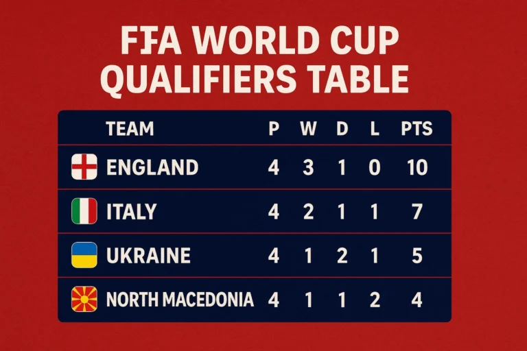 FIFA WORLD CUP QUALIFIERS TABLE I Standings